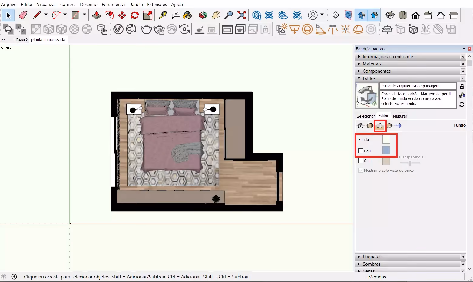 planta humanizada no SketchUp 