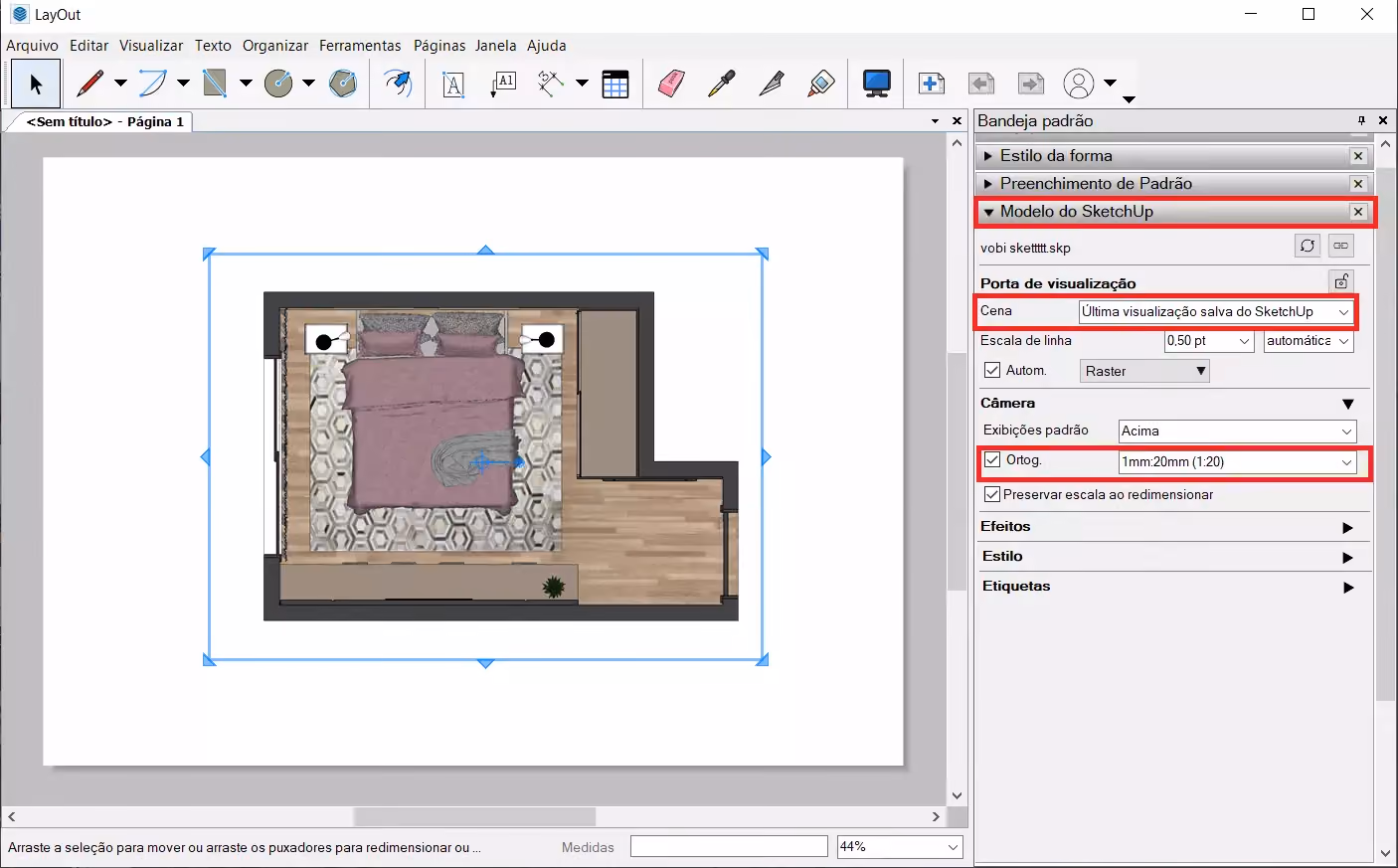 planta humanizada no SketchUp 