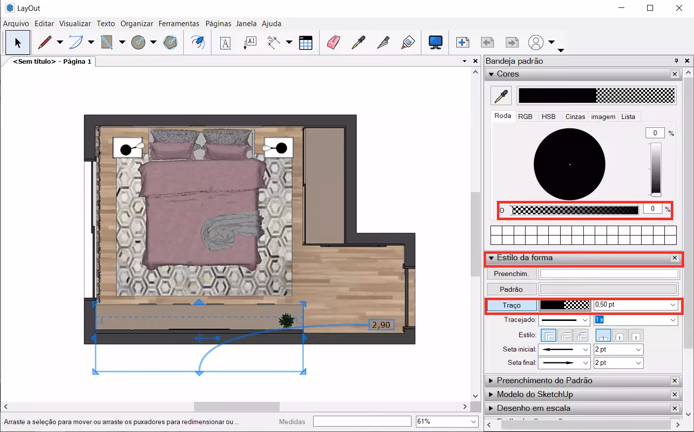 planta humanizada no SketchUp 