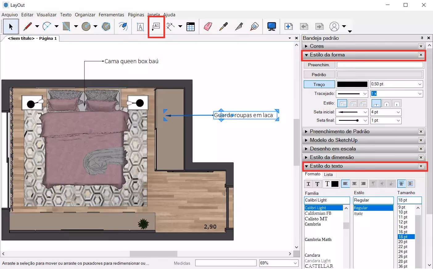 planta humanizada no SketchUp 