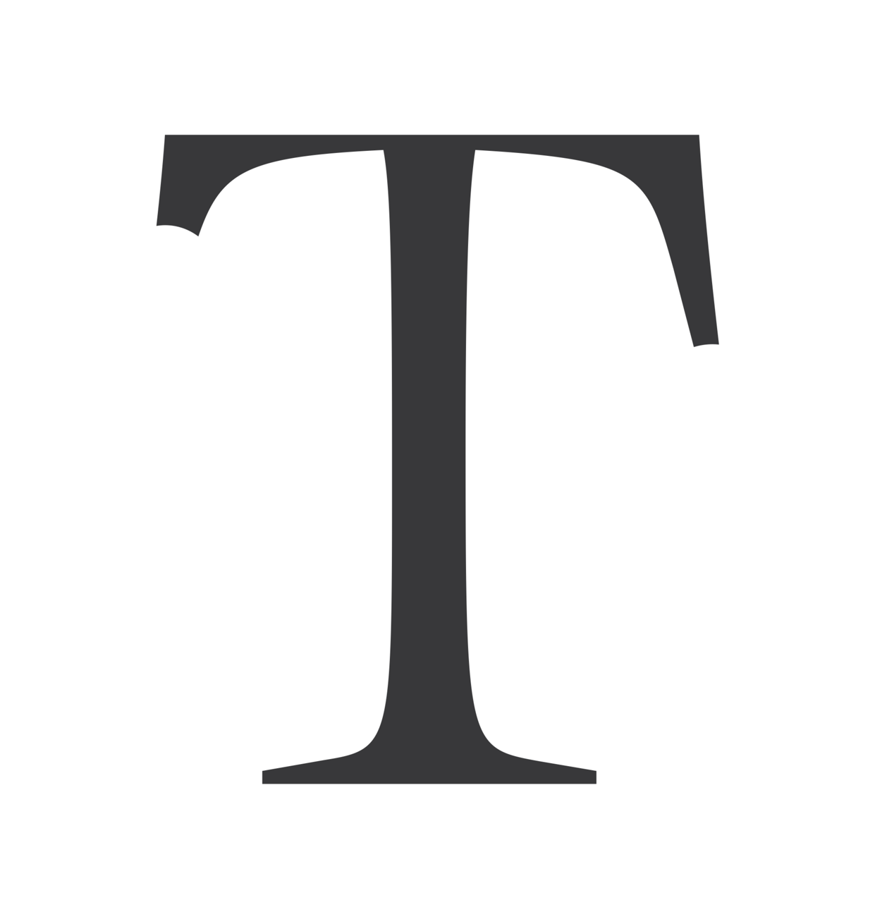 The modified Studio Lekka T, its serifs softened and partly broken.