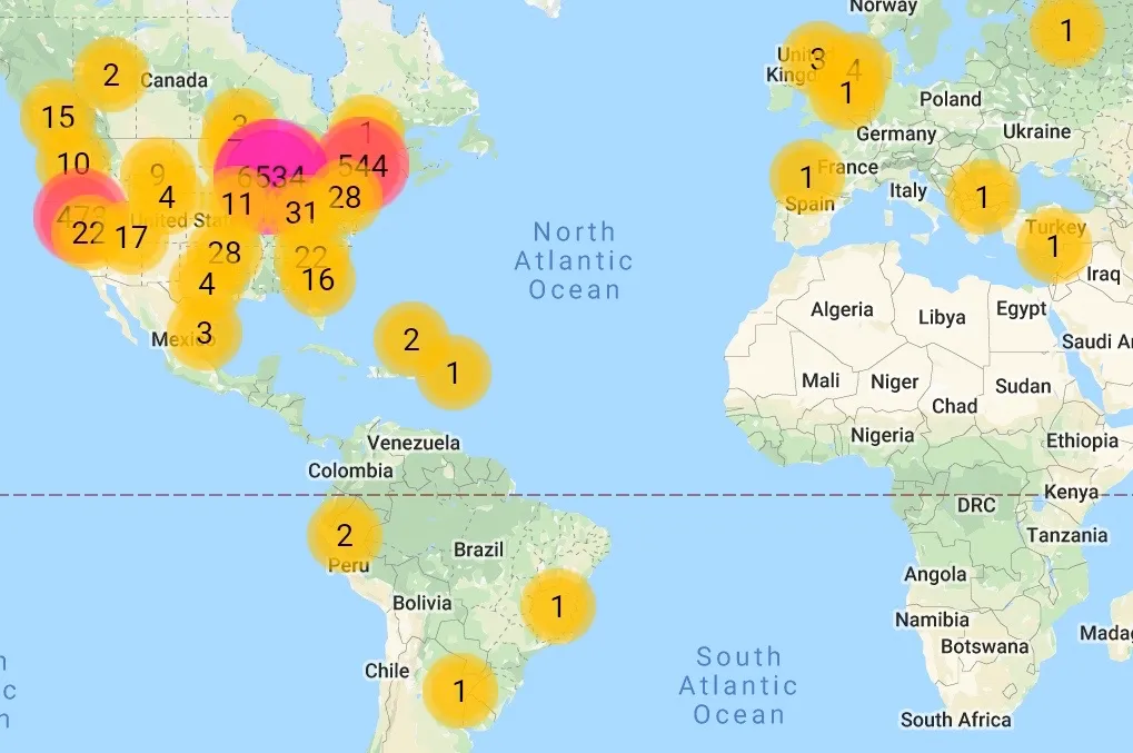 Interactive map of graduates from all over the world.