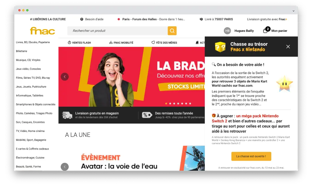 Fnac anime la sortie Switch 2 avec une chasse au trésor créative