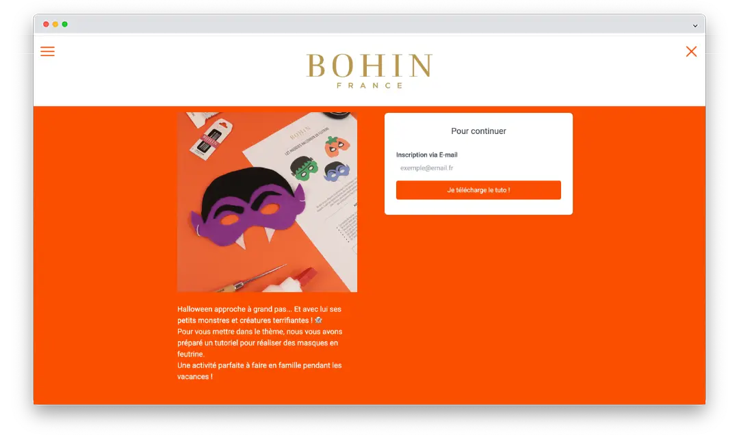 L'opération de téléchargement bien pensée de Bohin