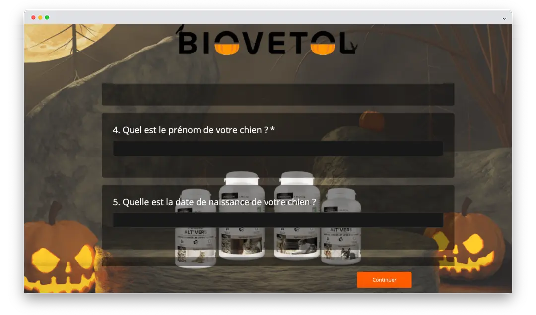 La collecte de données lors de l'instant gagnant de Biovétol
