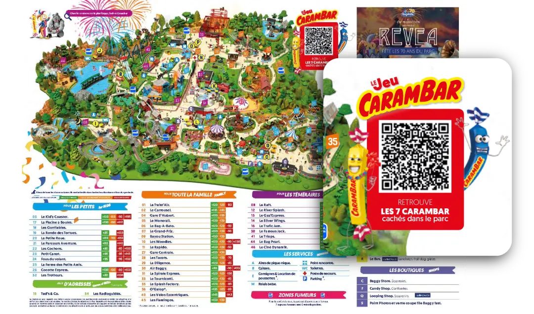 Le dispositif Bagatelle x Carambar relayé sur le plan du parc
