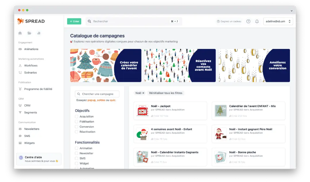 SPREAD compte de nombreuses mécaniques pré-configurées pour célébrer Noël