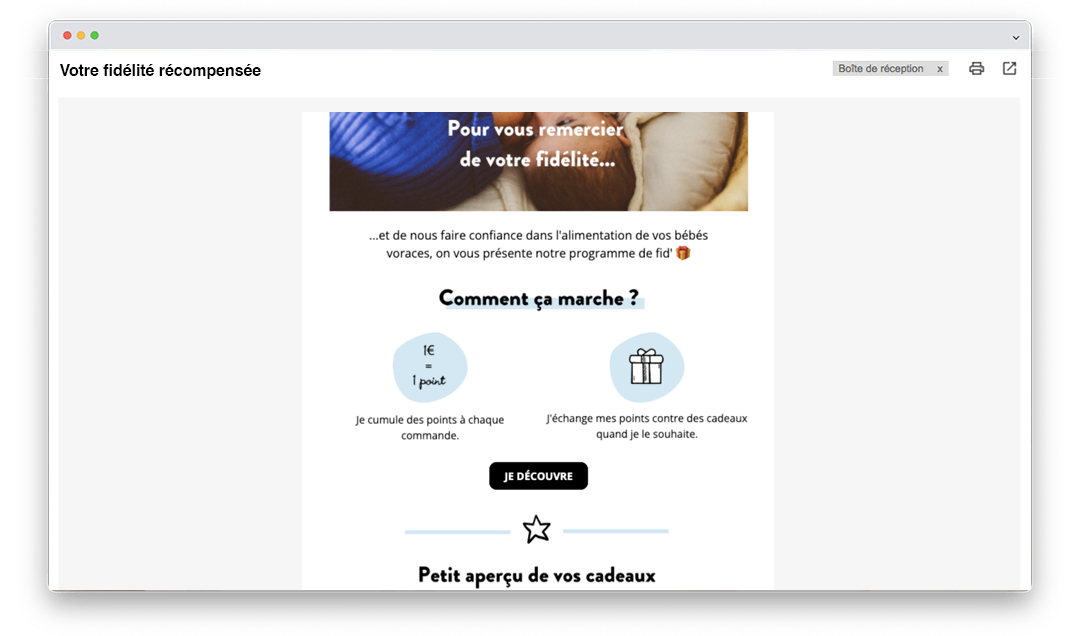 mail programme fidélité