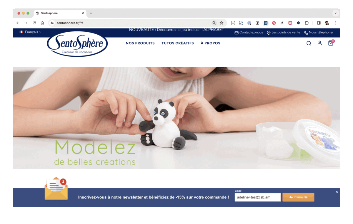 La mécanique de Sentosphère pour son inscription newsletter