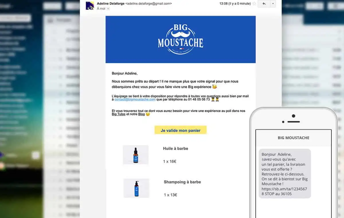 scénario de relance de paniers abandonnés de Big Moustache