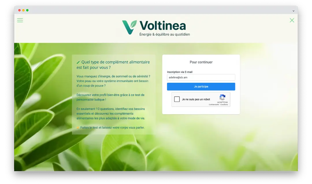 Diagnostic compléments alimentaires Voltinea