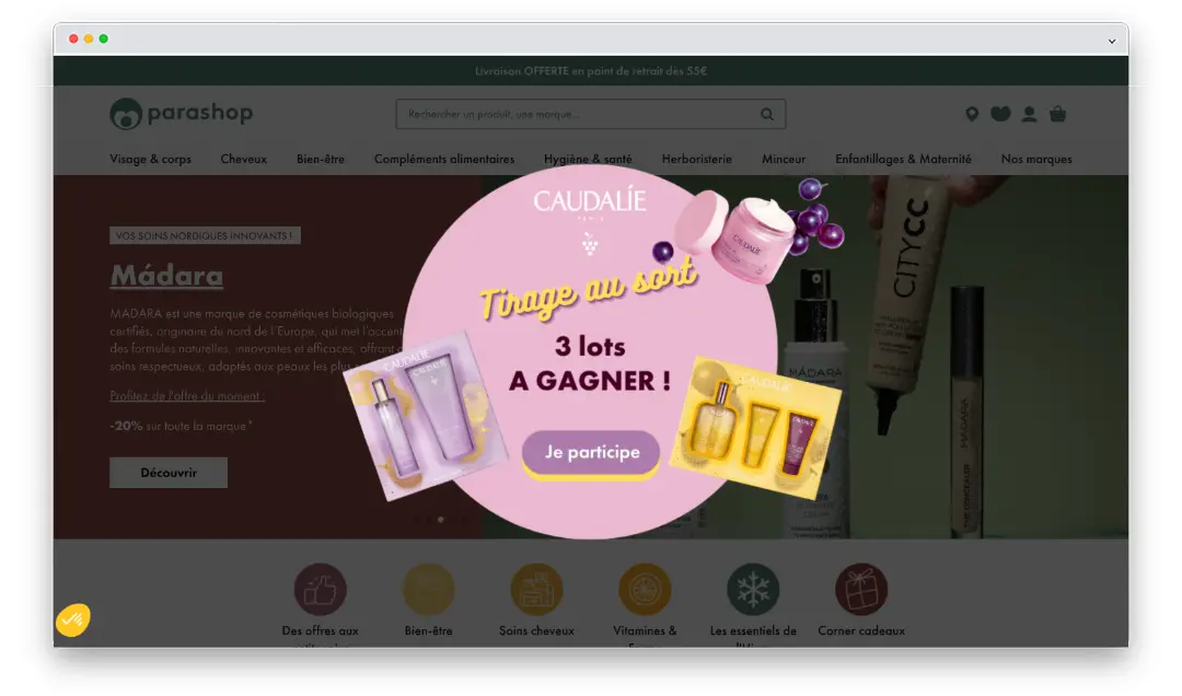 Tirage au sort organisé par Parashop et Caudalie