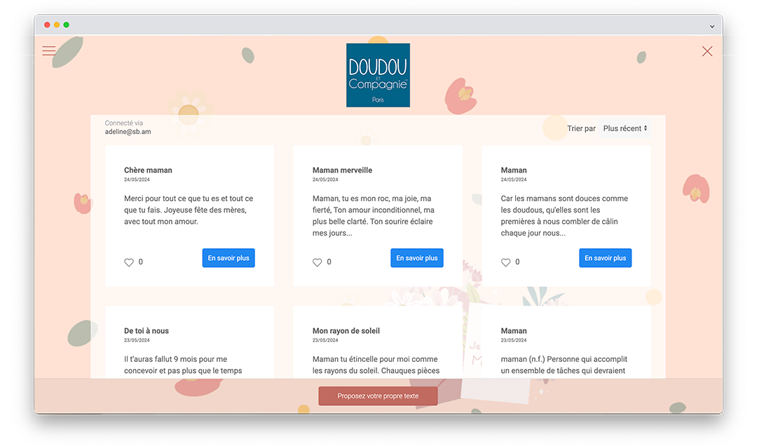 Le concours de déclaration d'amour de Doudou et Compagnie pour la fête des mères