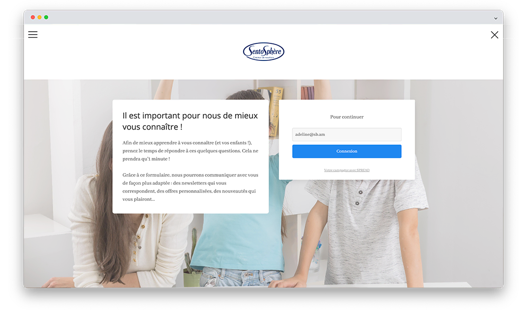 Questionnaire post inscription à la newsletter de Sentosphère