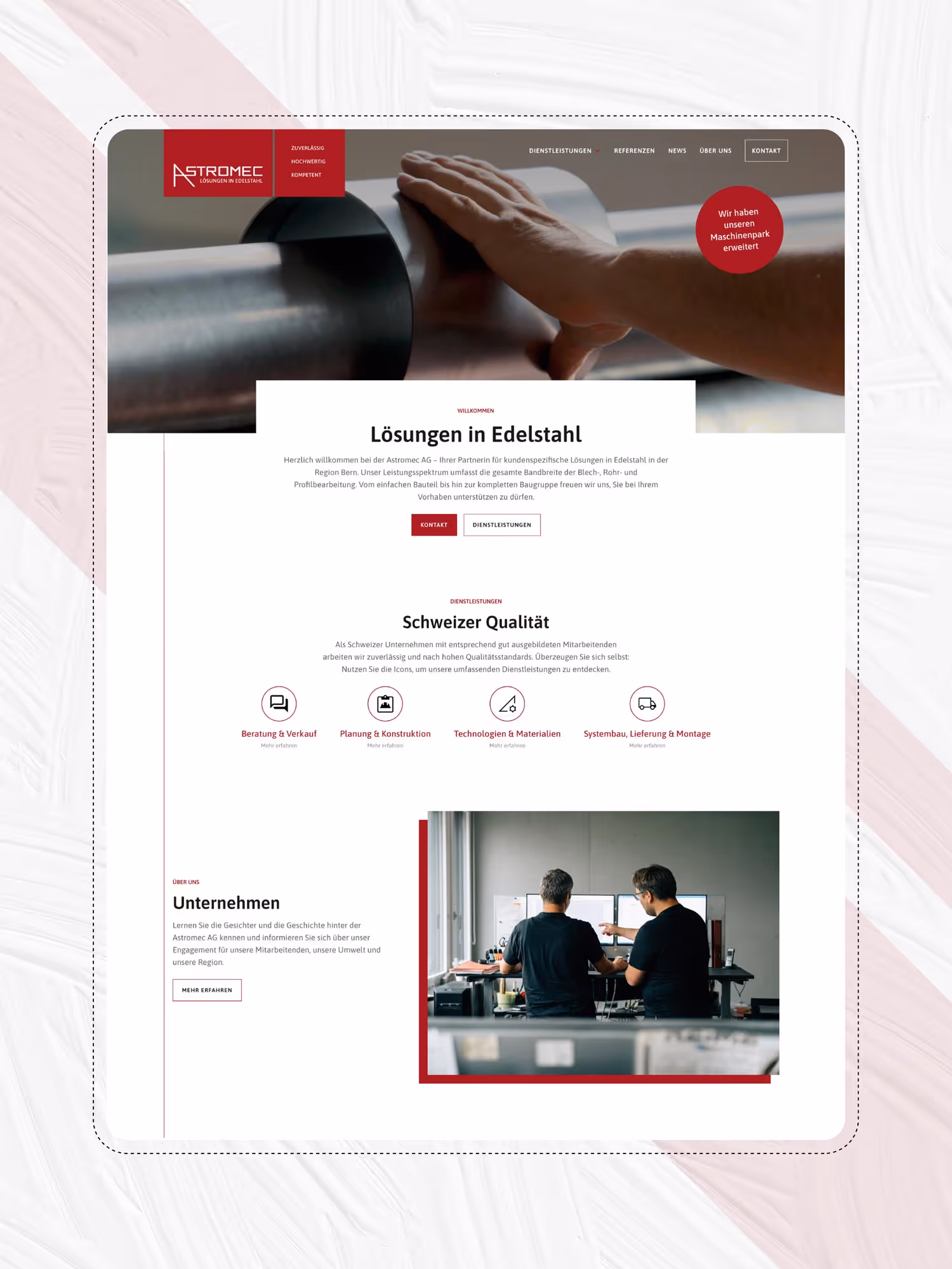 Webseite für Industriefirma in Bern von der Agentur Namo