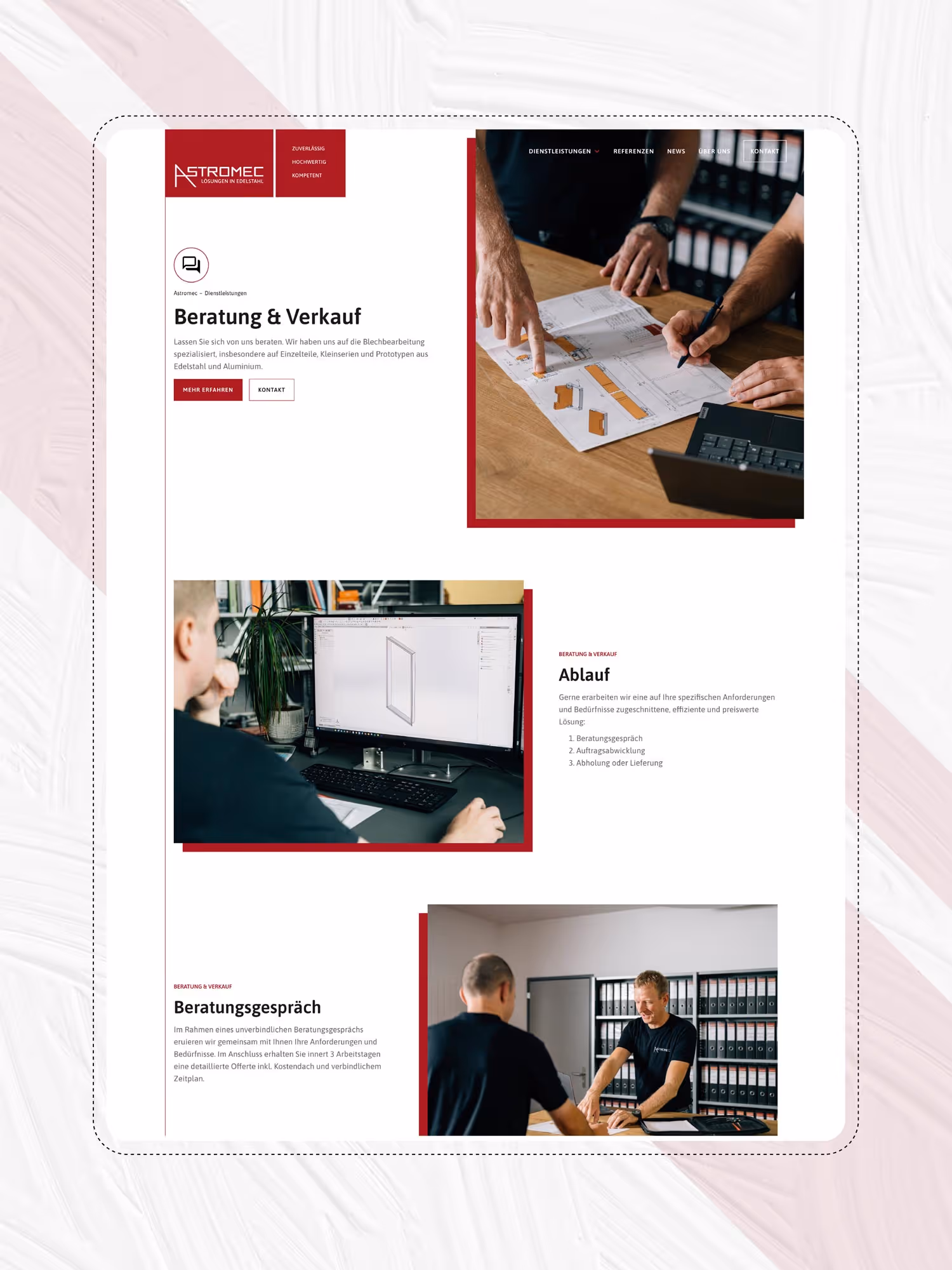 Alternative Ansicht zu Webseite für Industriefirma in Bern von der Agentur Namo