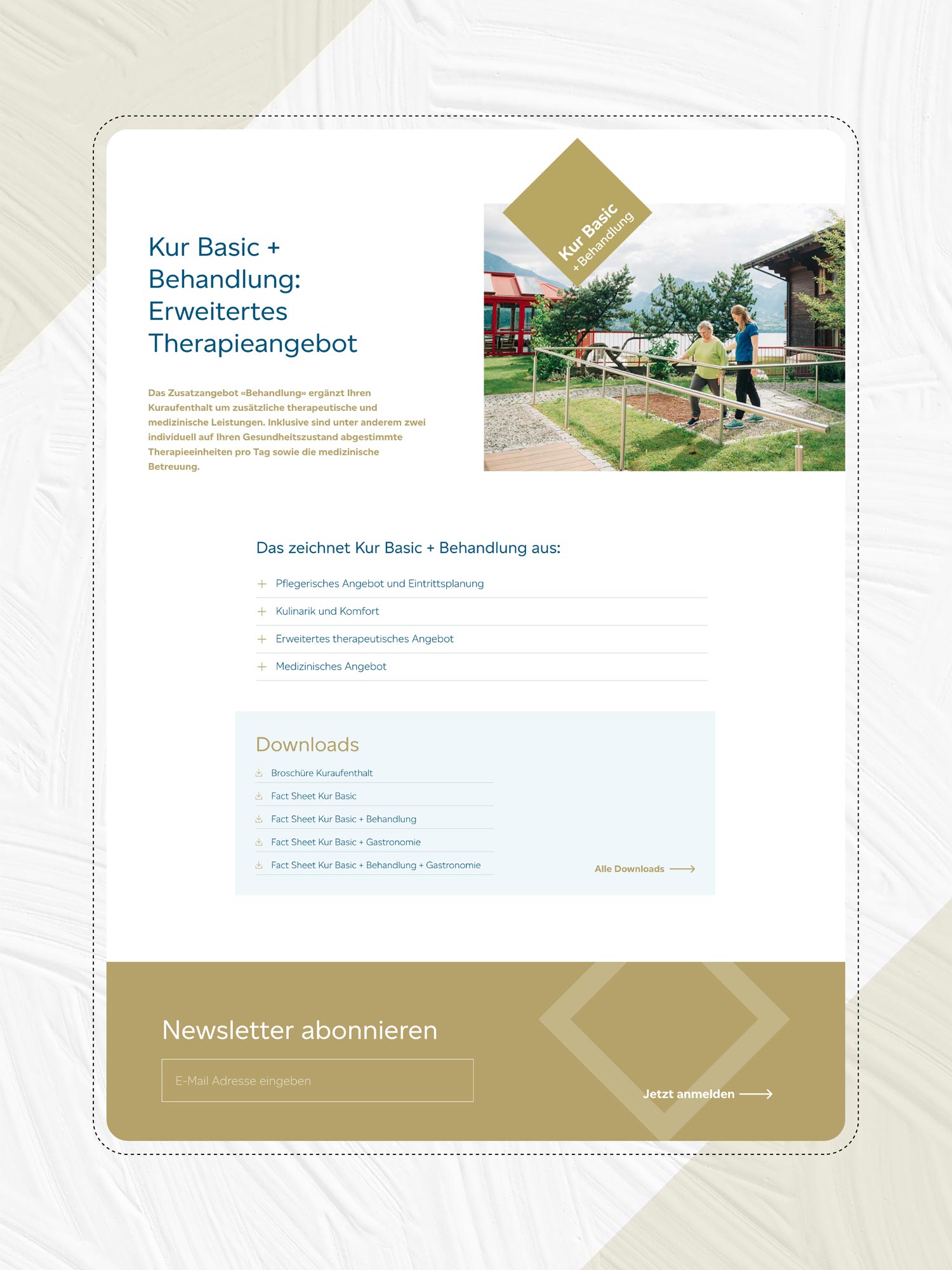 Weitere Ansicht Webseite für Rehaklinik in Bern von der Agentur Namo