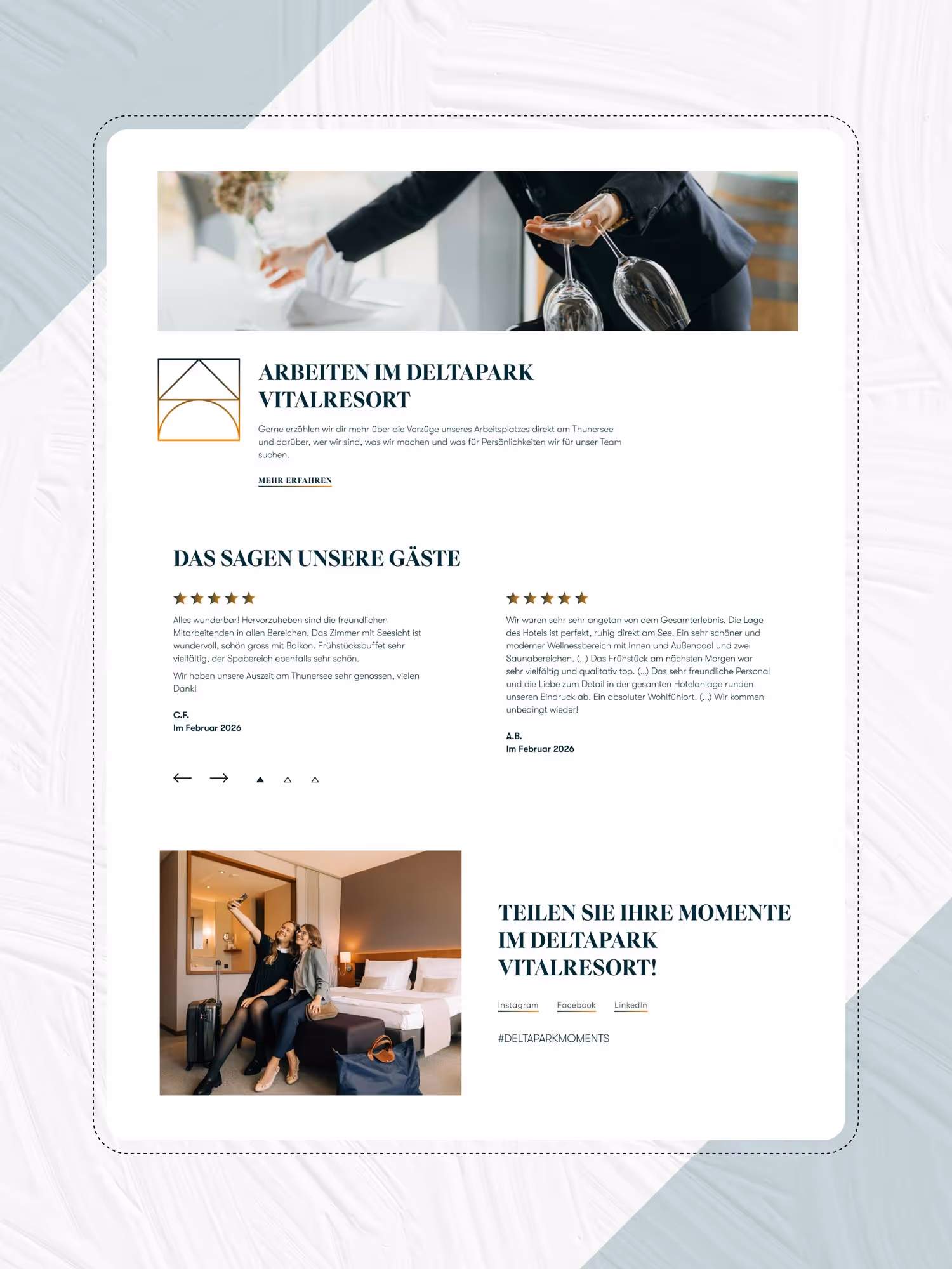Weitere Ansicht Webseite für Hotel am Thunersee in Bern von der Agentur Namo
