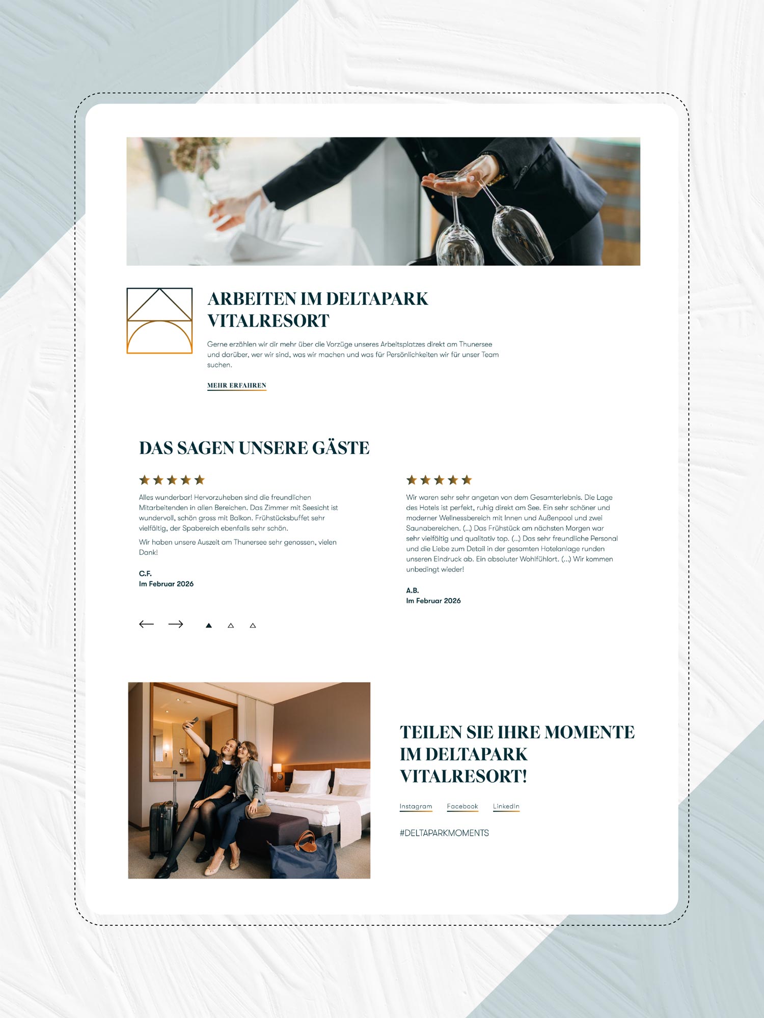 Weitere Ansicht Webseite für Hotel am Thunersee in Bern von der Agentur Namo