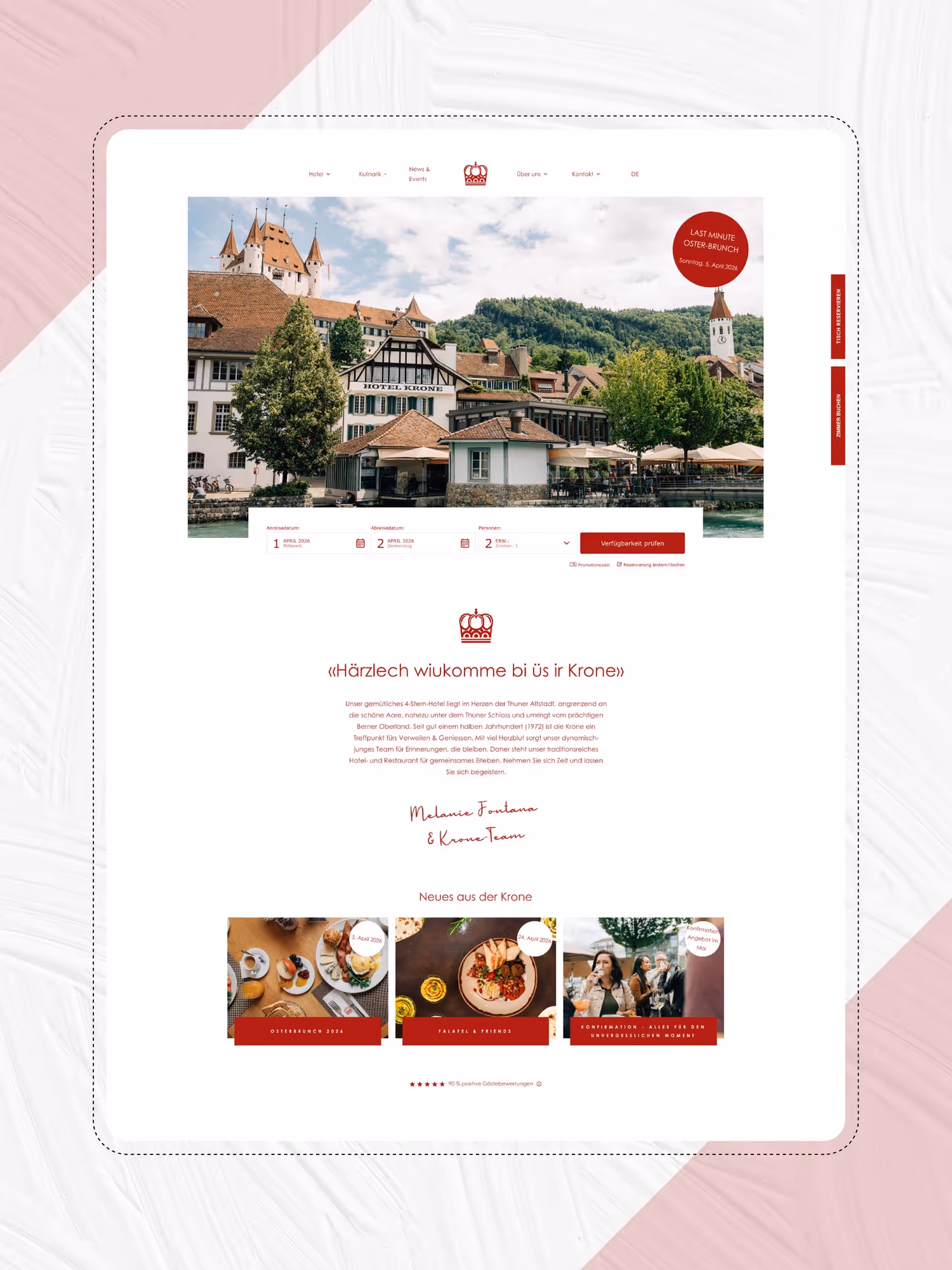 Webseite für Hotel in Bern von der Agentur Namo