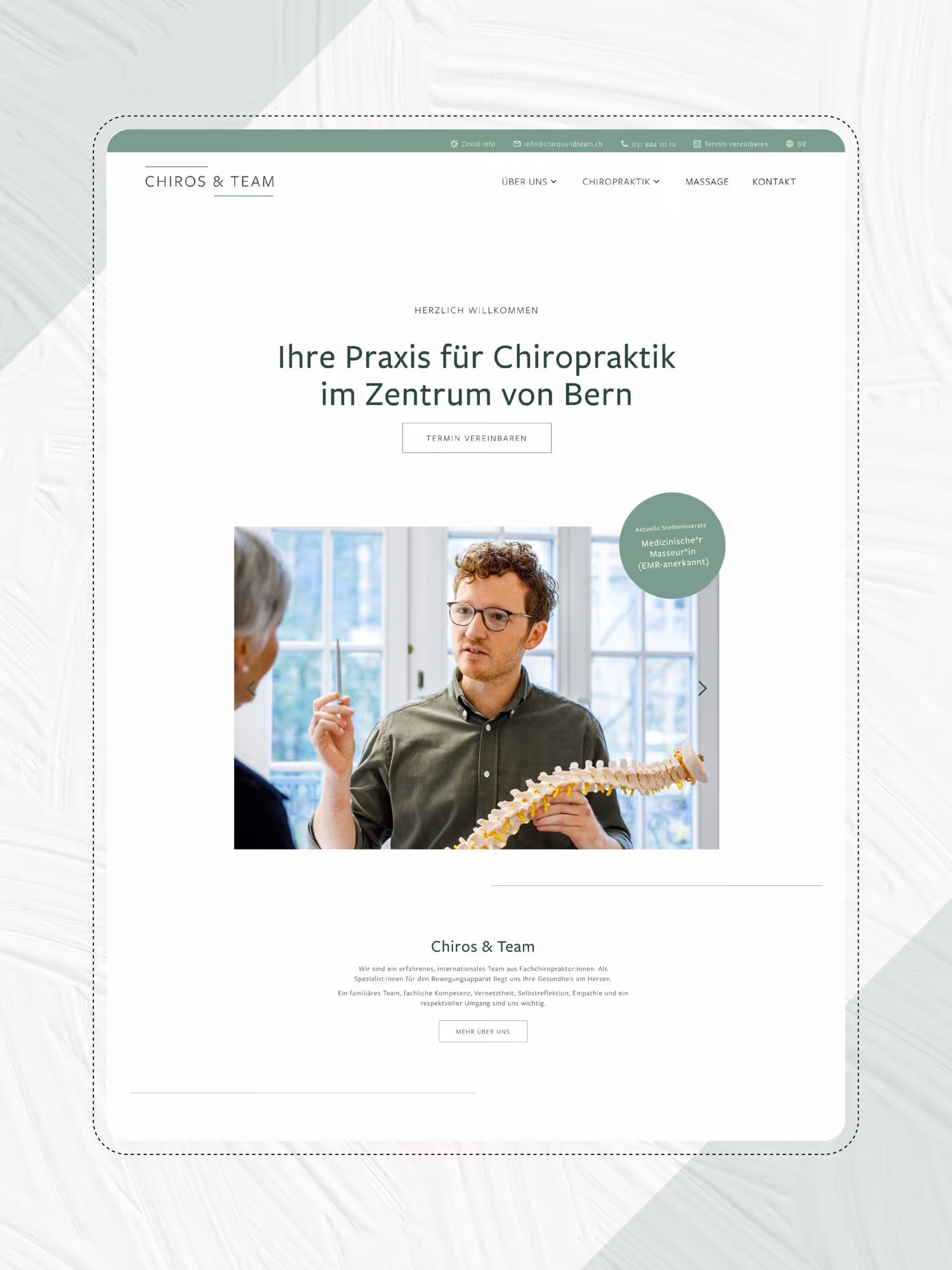 Webdesign für Chiropraktik-Praxis in Bern von der Agentur Namo