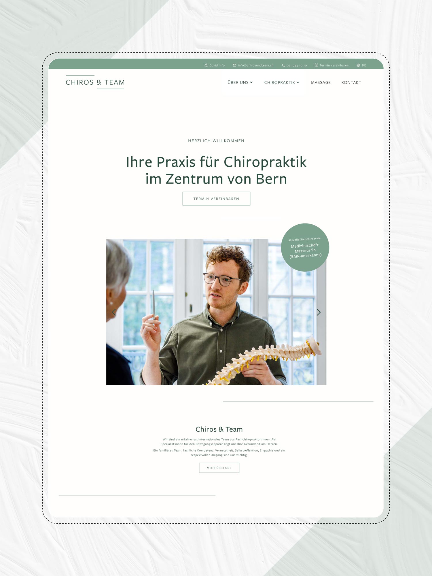Webdesign für Chiropraktik-Praxis in Bern von der Agentur Namo