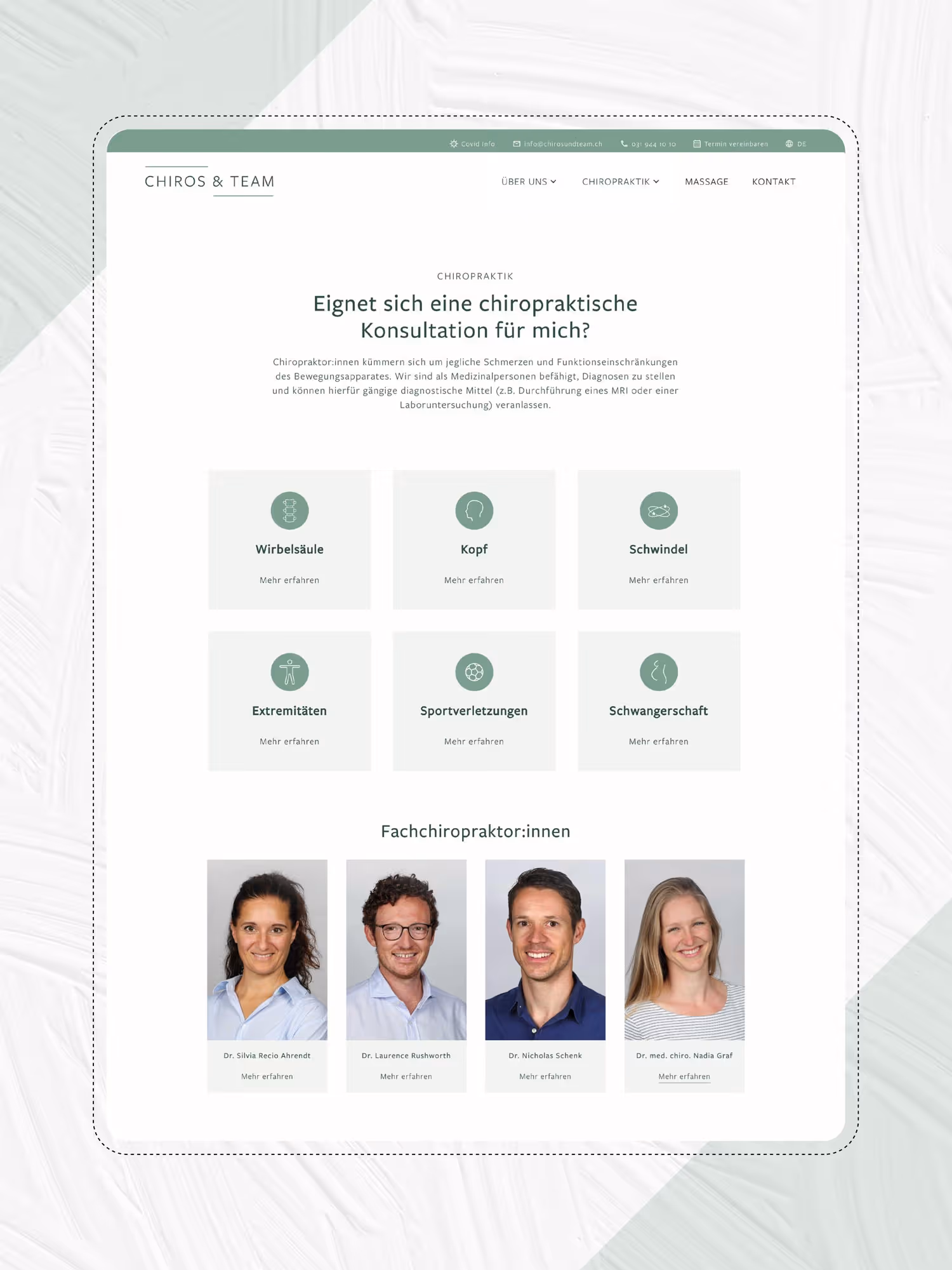 Weiteres Webdesign für Chiropraktik-Praxis in Bern von der Agentur Namo