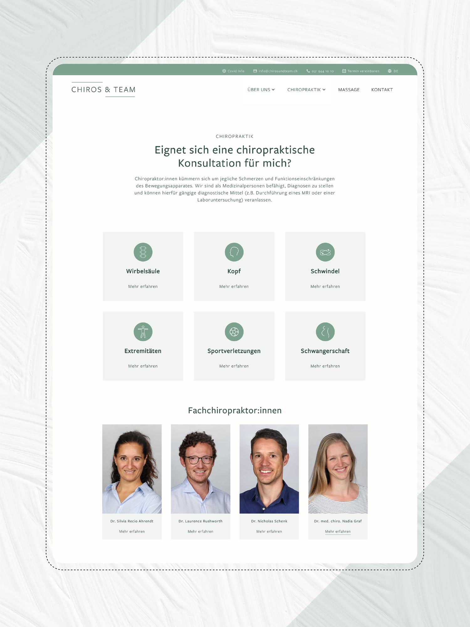 Weiteres Webdesign für Chiropraktik-Praxis in Bern von der Agentur Namo