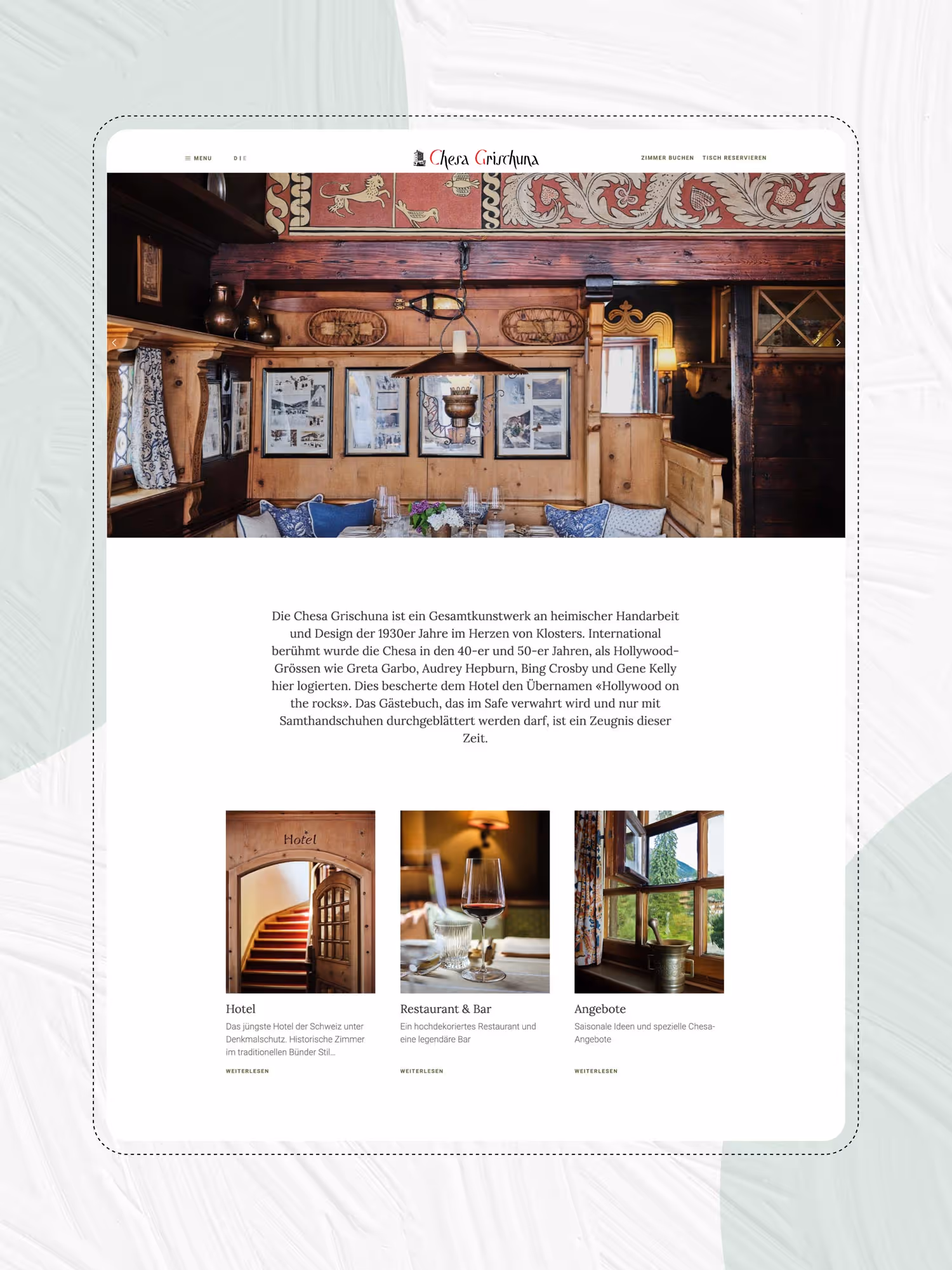 Webseite für Hotel in der Schweiz von der Agentur Namo