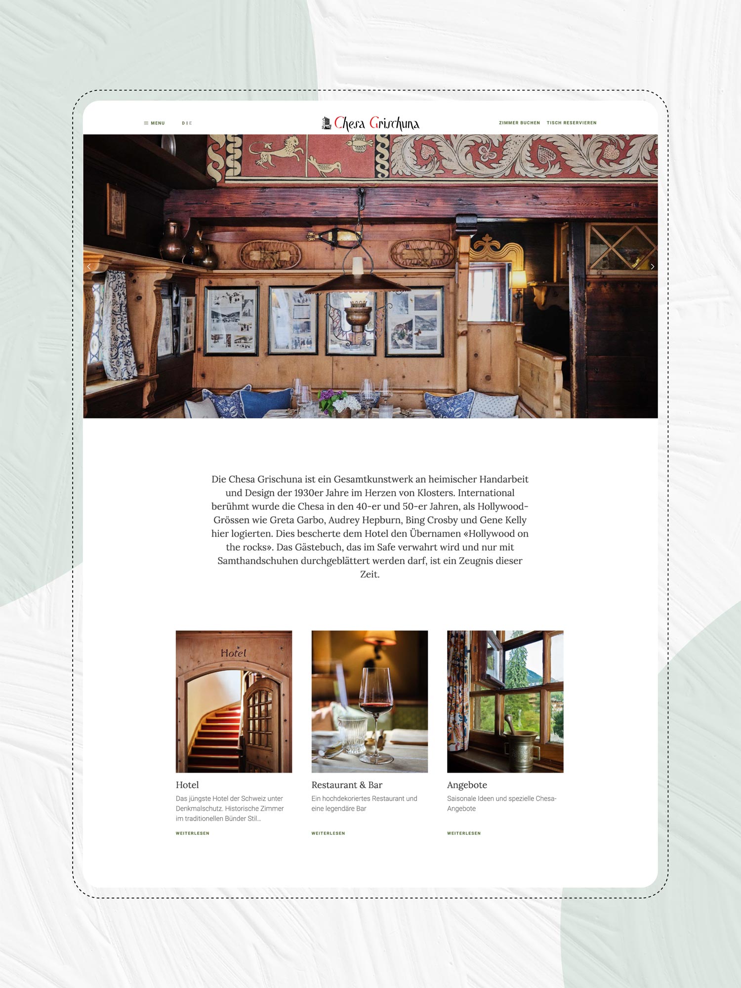 Webseite für Hotel in der Schweiz von der Agentur Namo