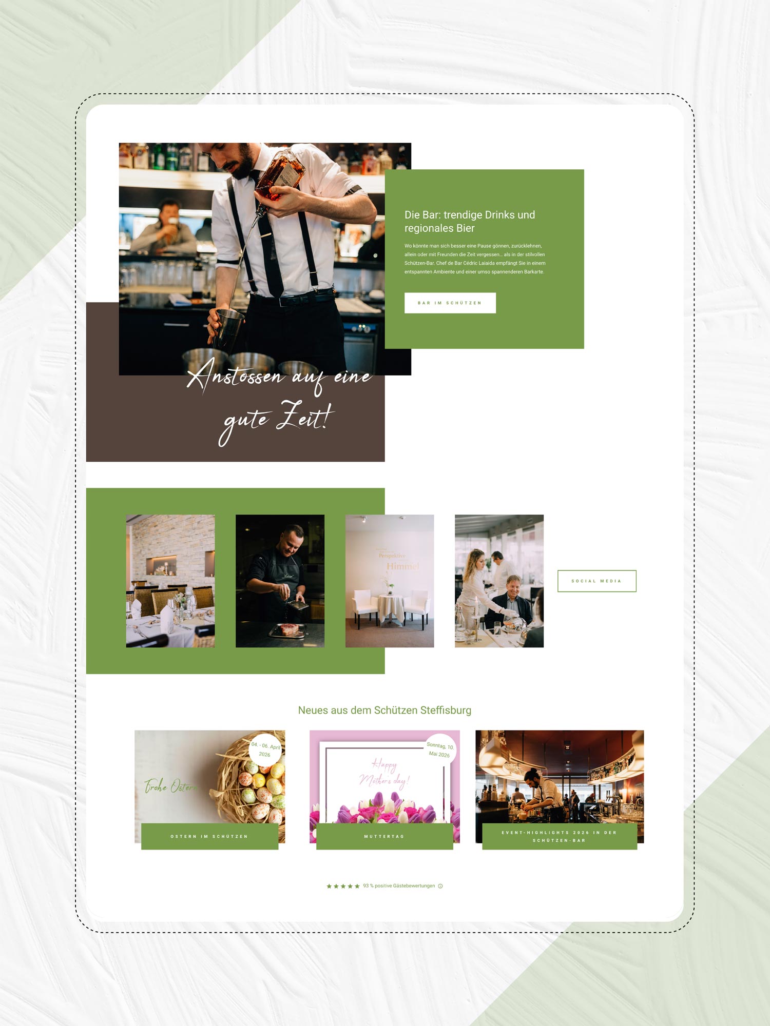 Weitere Ansicht Webseite für Hotel und Restaurant in Bern von der Agentur Namo