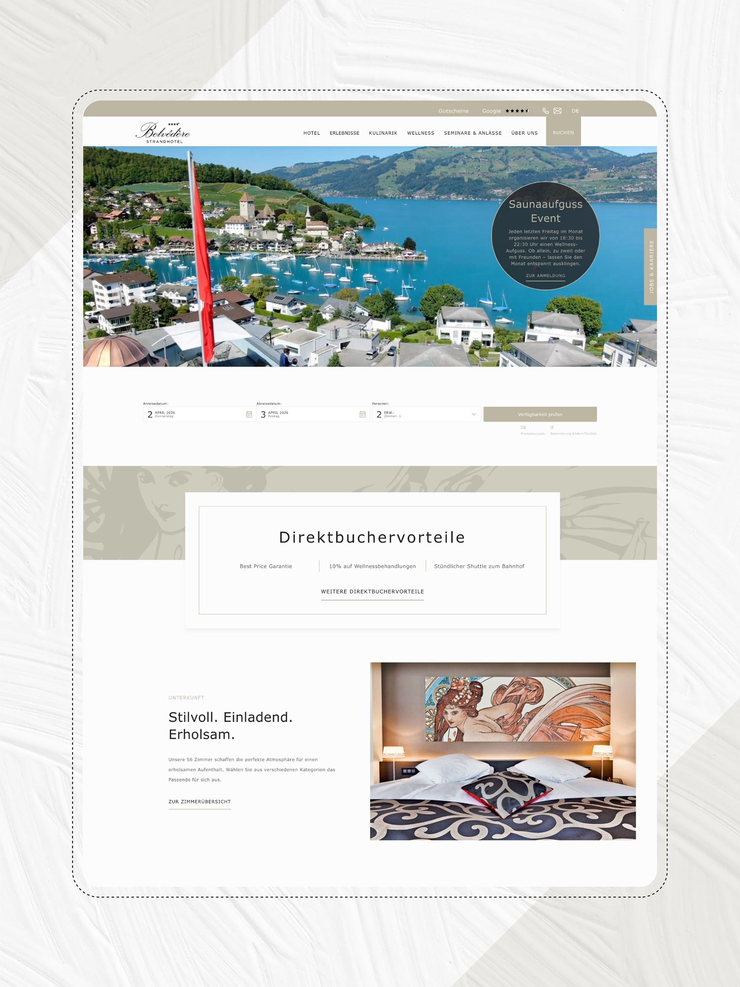 Webseite für Hotel am Thunersee in Bern von der Agentur Namo