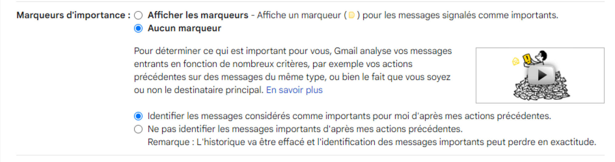 marqueurs d'importance