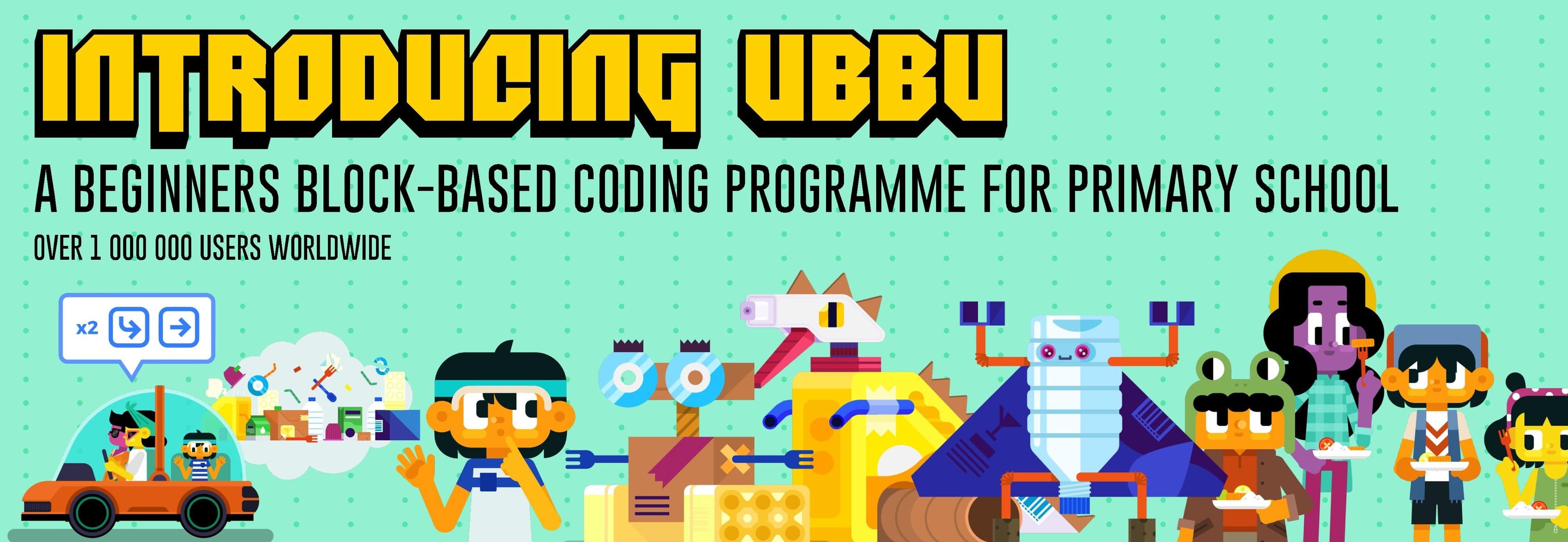 Banner for ubbu beginner's coding curriculum provider.