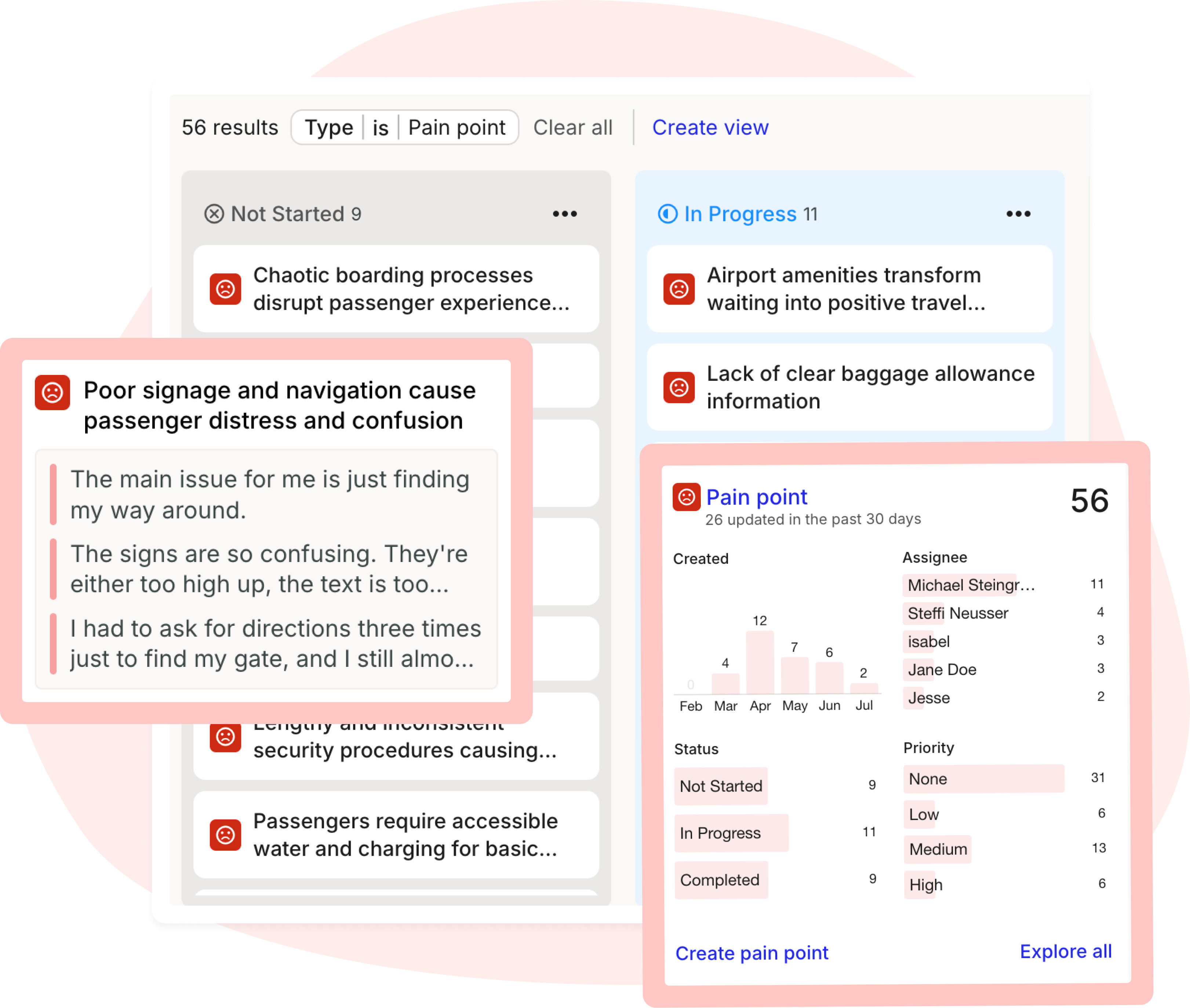 Smaply Portfolio: pain points, opportunities, and solutions ranked with scores and evidence