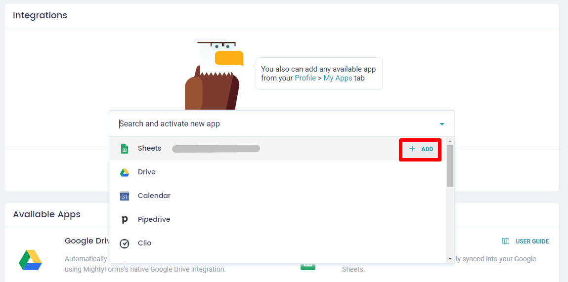 Add Google Sheets Integration to online forms _ MightyForms