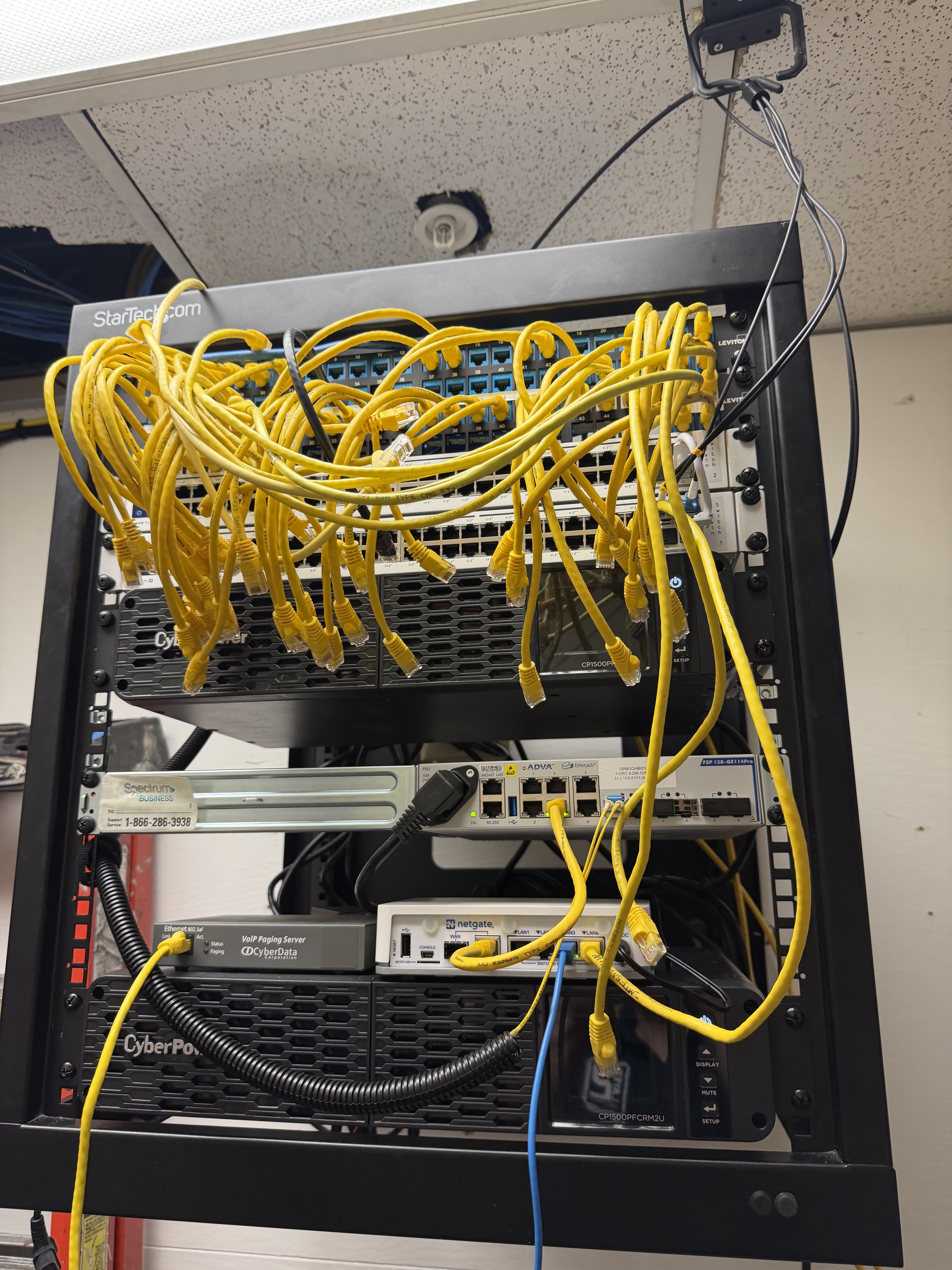 Network rack before cable management