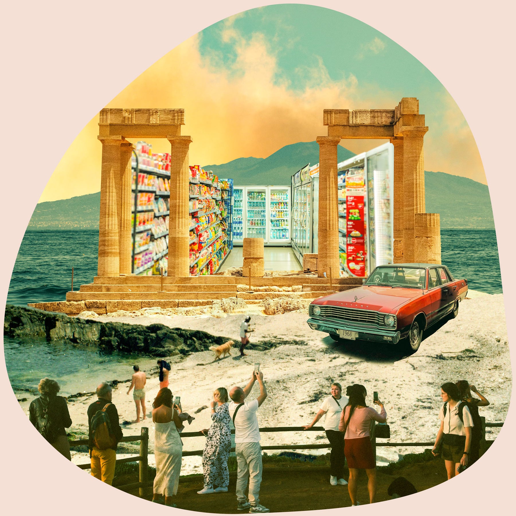 Small World 3 Artwork by Ronan McDonnell - the layers of the world from the heavens, down mt olympus to the ancients and modern plebian society