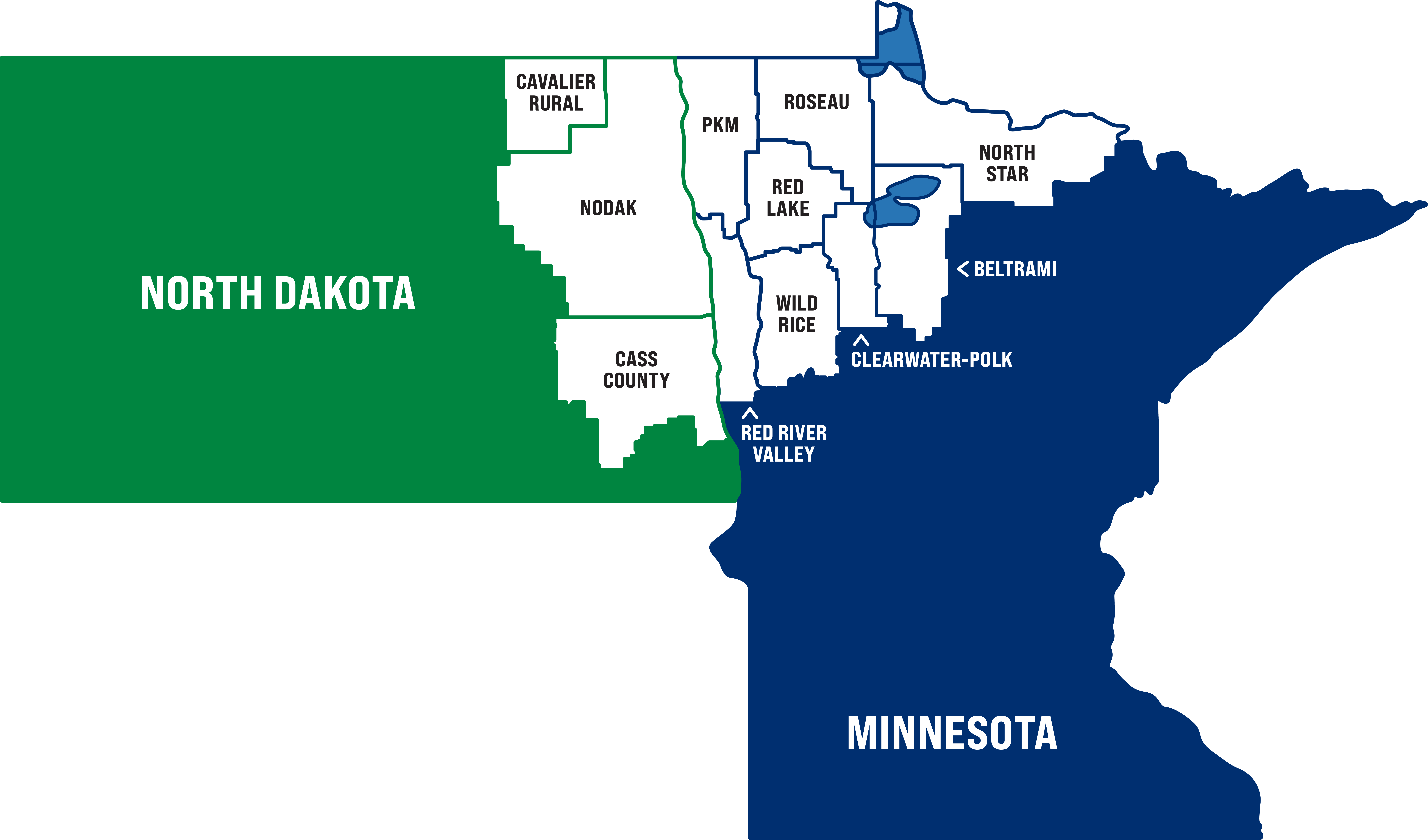 Service Territory Map of Minnkota Power Cooperative