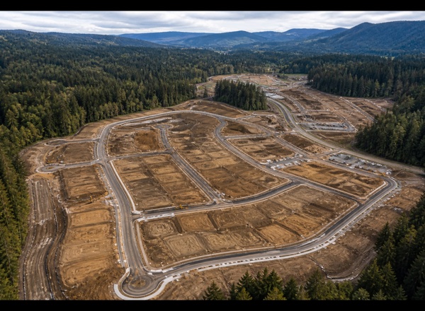 Aerial view of subdivision