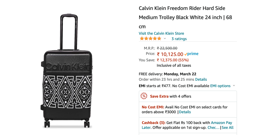 Calvin Klein's elaborative product title denotes the product specifications