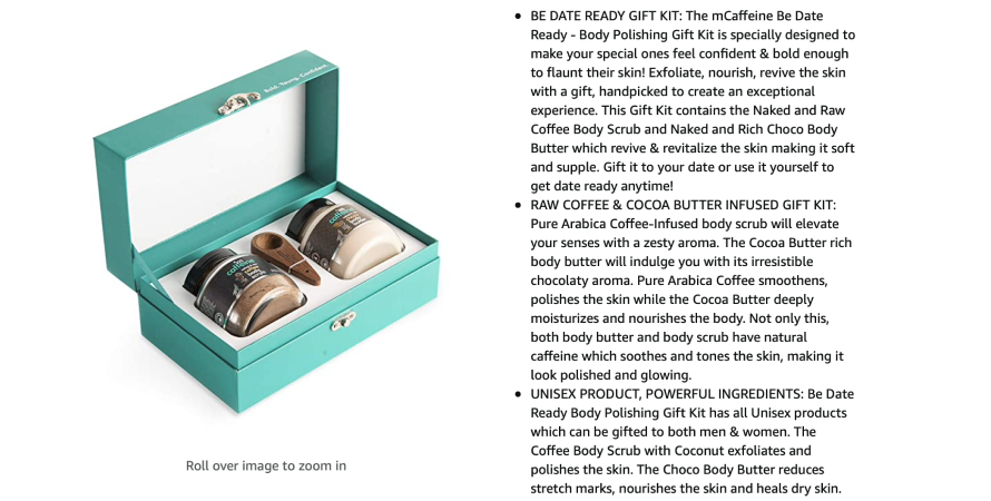 mCaffeine boasts its kit's ideology and anticipated experience in the product description