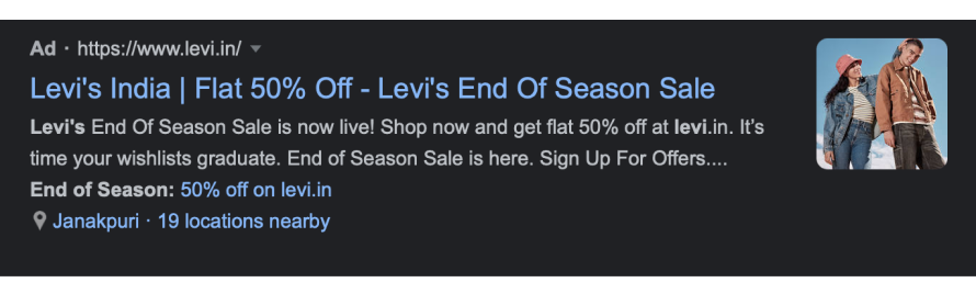 Levi's runs Google Ads