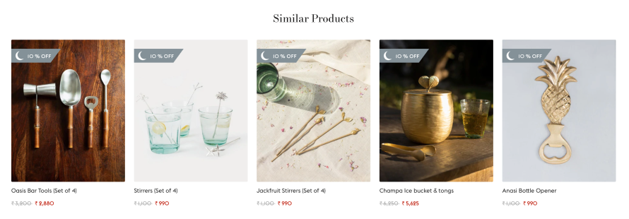 Nicobar gives product recommendations