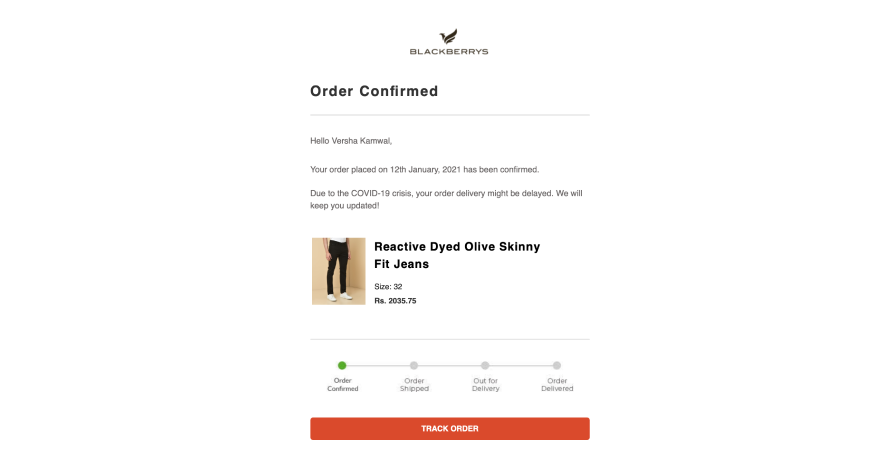 Blackberrys provides real-time order tracking