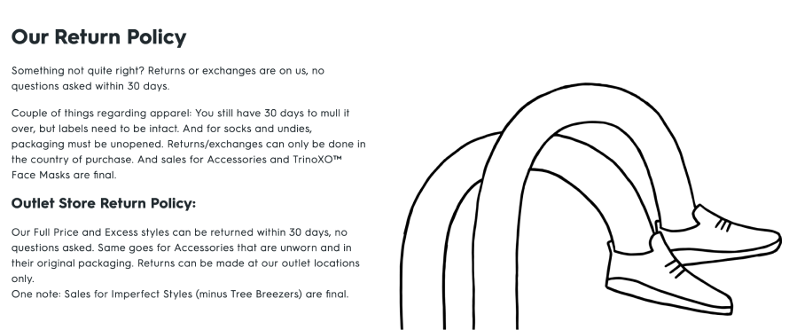 All Bird's hassle-free returns policy
