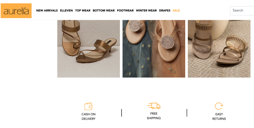 Aurelia offers free shipping on all orders