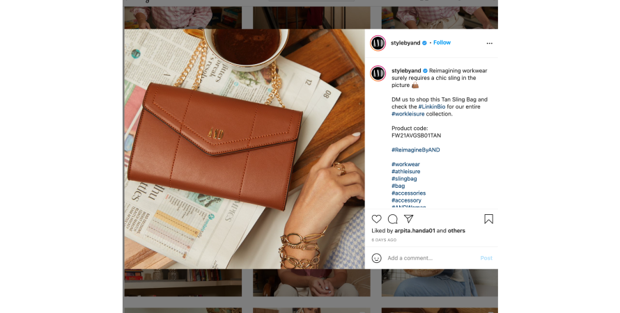 AND promoting its products on Instagram