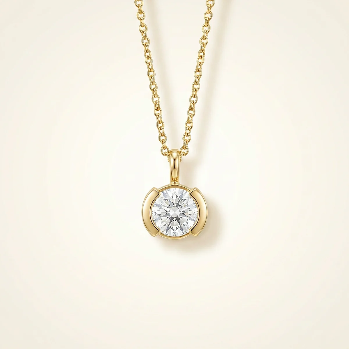 A 1ct colorless round diamond on a yellow gold necklace, custom-designed by Eterneva to honor the remarkable Miles.