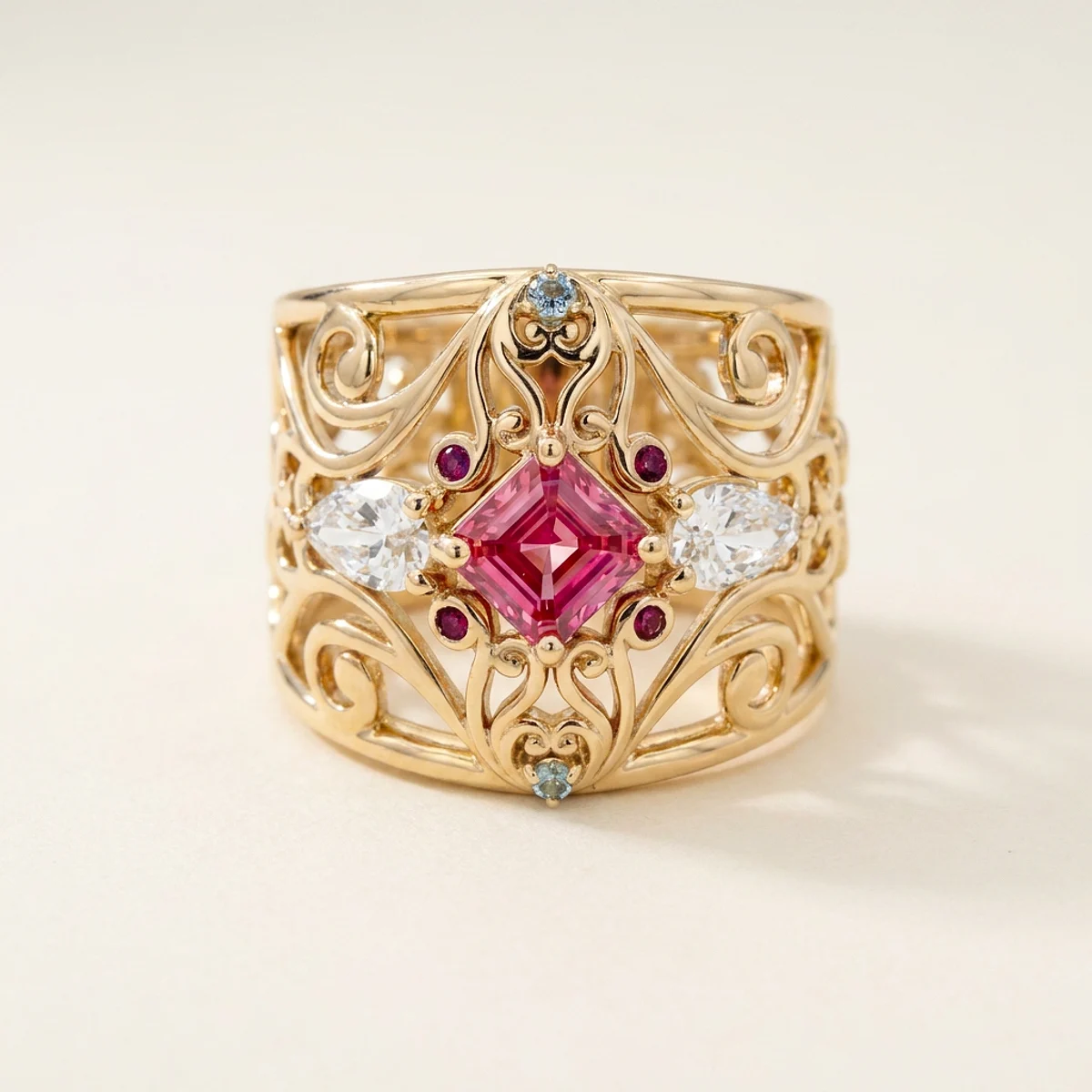 A 1ct pink asscher diamond on a rose gold ring, custom-designed by Eterneva to honor the remarkable Holly.